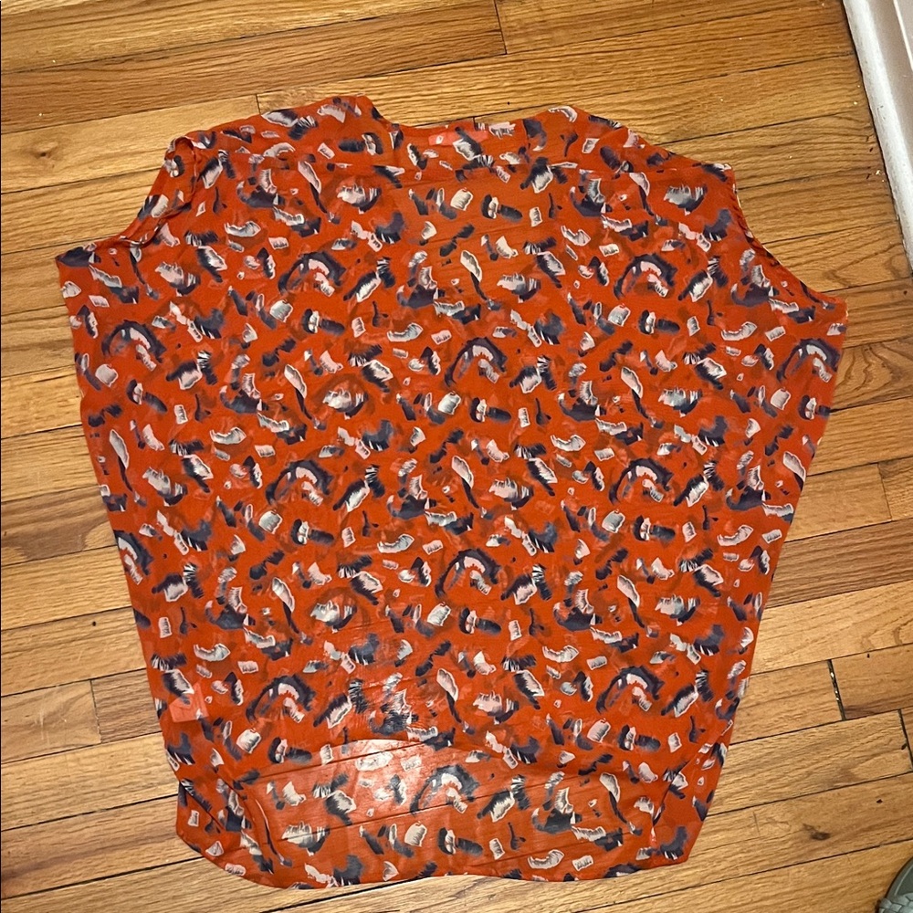 Lush Orange and Blue Patterned Blouse Tunic - Picture 4 of 4